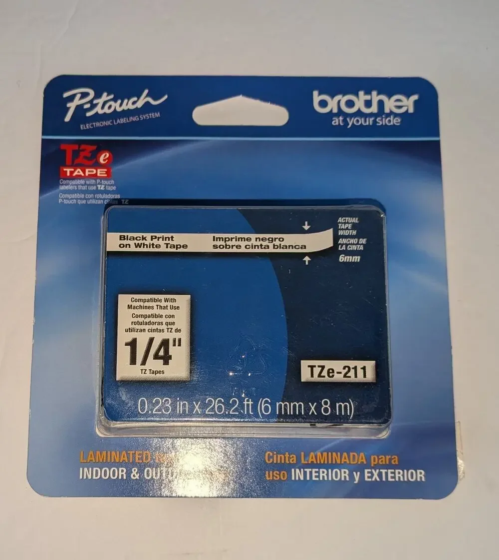 Brother TZE231 Black Print on White Laminated Tape for P-touch Label Maker